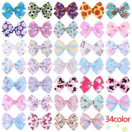 Children's Jewellery cartoon printed bow hair clip solid Colour thread band baby banger headdress 2474