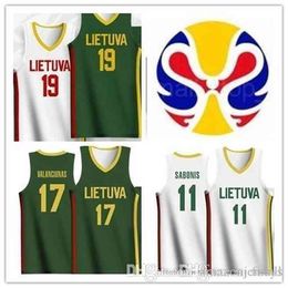 Custom Name Number 2021 World Cup Basketball Lietuva Jerseys Love White Green Stitched Shirts
