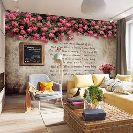 wall paper roses Canada - Wallpapers Bacal Custom Pink Flowers Rose Wall Paper Papers Home Decor 3d For Living Room Wallpaper Mural 5D Art Walls Murals