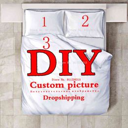 Diy 3 Set Bedding Photo Image Custom Size Queen King Duvet Cover Pillowcase Customised Bedclothes Bed Linen Drop Ship