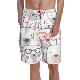 Men's Shorts Cartoon Cute Dog Board Animal Family Print Beach Short Pants Drawstring Funny Custom Swimming Trunks Big SizeMen's