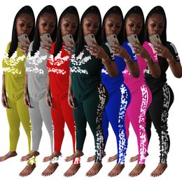 Designer Women Tracksuits Outfits Short Sleeve Jogging 2 Piece Set Legging Sportswear Letter Print Wholesale Clothing New Arrival K016