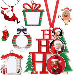 Sublimation Christmas Pendant Zinc Alloy Blank Sublimation Xmas Tree Hanging Ornaments Party Decoration