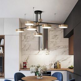 Pendant Lamps Post-modern Golden Circular Chandelier Creative Elegant Atmosphere Living Room Dinner Bar Rotating Led FixturesPendant