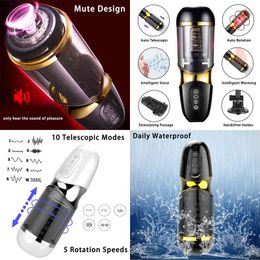 NXY Masturbators Male Automatic Telescopic Rotation 10*10 Modes Vagina Real Pussy Vibrators Sex Machine Toys for Men 220507