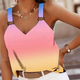 Women's Tanks & Camis Women Casual Summer Gradient Plus Size Sleeveless Cami Printed Camisole V Neck Loose Tops FemmeWomen's