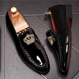 Designer-unique Britain Designer style Black Evening Party Men's Handmade Loafers Wedding business men Smoking dress Shoes
