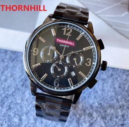 Premium Men's Six Stiches Working Quartz Watch 45mm Sapphire Glass Classic Folding Strap Super Water Resistant Wristwatch