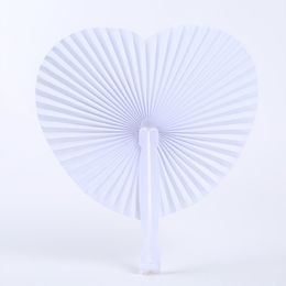 30pcs White Folding Fan Blank Heart Shape Festival Hand Party Gift DIY Painting Prop Birthday Wedding Decorative 220720