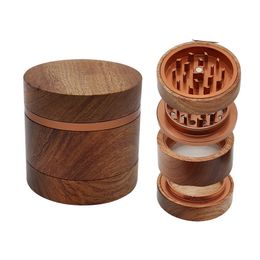 Smoking Accessories Wood Aluminum Alloy 4-Layer Herb Smoke Grinder 61mm Wooden Metal Tobacco Breaker Grinders Herbal Crusher Handmade Smoke Tools ZL0934