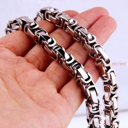 Chains Trendy Style Mens Necklace 5/6/8mm Wide Silver Color Stainless Steel Byzantine Box Chain Vintage JewelryChains