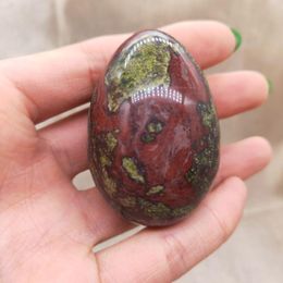 Decorative Objects & Figurines 1pcs Dragon Blood Stone Egg Shaped Healing Natural Crystal Massage Minerale Gemstone Spiritual Decoration Col