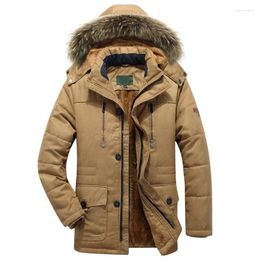 Men's Down & Parkas Parka Cotton Winter Jacket Men Thick Casual Outwear Jackets Fur Collar Windproof Velvet Warm Coat Plus Size 7XL Kare22