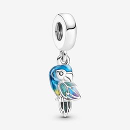 100% 925 Sterling Silver Jungle Paradise Parrot Dangle Charms Fit Original European Charm Bracelet Fashion Women Wedding Engagement Jewellery Accessories