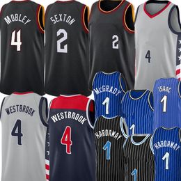 Russell 4 Westbrook Basketball Jerseys Collin 2 Sexton Evan 4 Mobley Jerseys Jonathan 1 Isaac Penny Blue hardaway Tracy Black McGrady Jersey