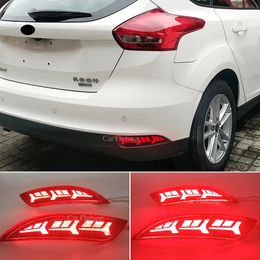 2PCS Tail Rear Bumper Light For Ford Focus Hatchback 2015 2016 2017 2018 LED Reflector Turn Signal brake lamp Fog Light