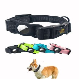 Dog Collars & Leashes Airtag Collar Heavy Duty With Holder Case Adjustable Padded Air Tag Pet For Medium Large DogsDog