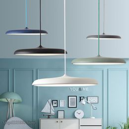 Pendant Lamps Metal Led Lights Modern Art Design Suspension Round Plate Hanging Lamp Nordic Kitchen Living Room Home DecorationPendant