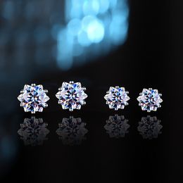 New 0.5-1 Carat Moissanite D Colour Stud Earrings Top Sterling 925 Women Wedding Ear S925 Silver Quality Jewellery Gifts for Female