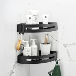 Shelf Organizer Shower Storage Corner Shelves Wall Mounted Aluminum Toilet Shampoo Holder No Drill Bathroom Accessories 220812