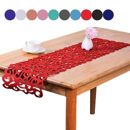 Felt Table Runner Hollow Out Runners Foldable Kitchen Desk Flag Wedding Party Living Room Decor 1 2pcs Camino De Mesa 220615