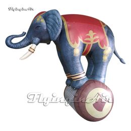 Circus Performance Funny Standing Inflatable Elephant Model With Roller For Event