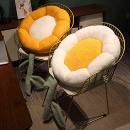 Cartoon Flower Plush Cushion Kawaii Fluffy Stuffed Suower Cuddle Chair Futon Home Winter Decor Gift For Girl J220704