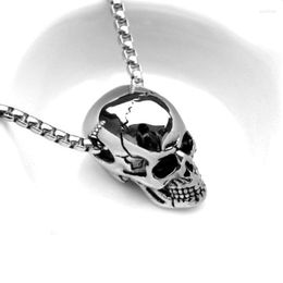Pendant Necklaces Fashion Punk Stainless Steel Skull Necklace Vintage Pirate Skeleton Statement For Men Halloween Gothic JewelryPendant Godl