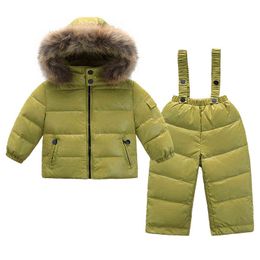2022 Fashion Children Clothes 2 Pieces Suits Snowsuit Down Jacket For Girls Jacket Kids Clothes For Boys Parka Winter Snow Wear J220718
