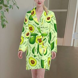 Noisydesigns Green Avocado Pattern Sexy Bathrobe Robe Unisex Women Couple el Clothing Nightwear Plus Size 2XL Dropship 220627