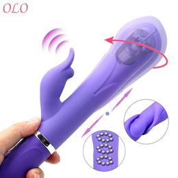 Clitoris Stimulator Dildo Vibrator G-spot Vaginal Massage sexy Toys for Woman Telescopic Rotation AV Stick Transfer Beads Wand