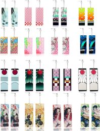 NEW 16 Pairs Tanjiro Earrings Anime Demon Slayer Earrings for Women Men Girls Double-sided Acrylic Hanafuda