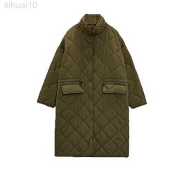 Women's Overcoat Armygreen Coat Warm Jacket Pocket Long Sleeve Coat Female Fashion Vintage Jacket Loose Ladies Chic Outwear TRF L220730