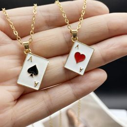 cards ace spades UK - Statement Poker Necklace Lucky Ace Of Spades Pendant Red Black Golden Color Link Chain Jewelry Fortune Playing Cards
