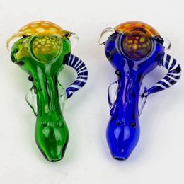 Latest Colourful Philtre Pipes Portable Pyrex Thick Glass Dry Herb Tobacco Oil Rigs With Horns Handmade Handpipe Smoking DHL Free