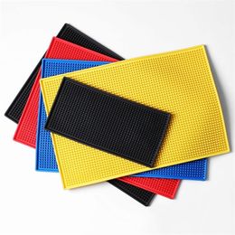 4 Colours Rectangle Rubber Beer Bar Service Spill Mat For Table cup Black Water Proof Anti skid Glass Coaster Place plate mat 220627