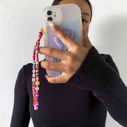 heart lanyards NZ - New Ins Trendy Colorful Fruits Heart Beads Mobile Phone Chains Anti-lost Handmade Acrylic Charm Cord Lanyard for Women Girls AA220318