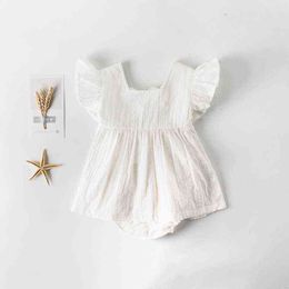2022 summer newborn baby girl ha clothing baby cotton ha fly sleeve skirt jumpsuit climb clothes baby girl clothes romper G220510