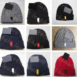 Winter Thick Beanie Woven Knitted Hat Embroidery Wool Beanies Cold Proof Warm Skull Cap High Quality