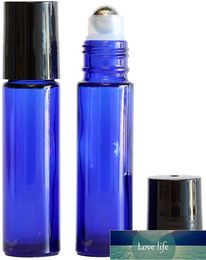 Cobalt Blue Glass Roll-On Bottles empty (8 Count) with Stainless Steel Roller Balls for Essential Oils, Colognes & Perfumes