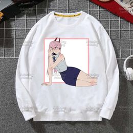 Men's Hoodies & Sweatshirts Chainsaw Man Fashion Men's/Women's Spring Autumn Male Casual Men's White Color Sweatshirt TopsMen's