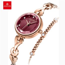JULIUS Luxury Wristwatch New Simple Ladies Bracelet Watch Watch Fashion Waterproof Stainless Steel Watch Zegarek Damski T200420