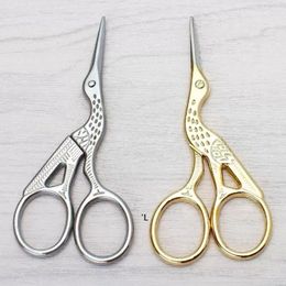 Fast Delivery Gold Plated Silvery Small Clipper Stainless Steel Crane Shape Scissors Animal Carving Retro Hot Sell Home Tool
