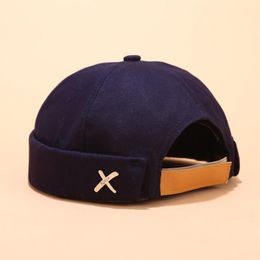 Berets Embroidery Letter Men Women Skullcap Hat Cap Casual Docker Sailor Mechanic Brimless Solid Colour Adjustable Cotton HatsBerets