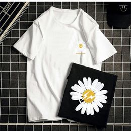 Мужские рубашки певец G Dragon PMO Daisy Двусторонний дизайн печати Полиэстер модный бренд домашний короткие рукава Слим корейский стиль