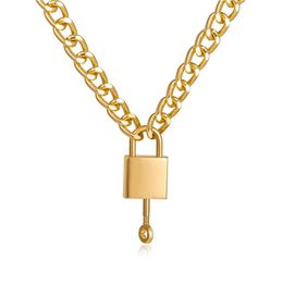 Pendant Necklaces Punk Choker Lock Key Necklace Layered Chain On The Neck With Jewelry Padlock For Women GiftPendant