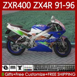 Fairings Kit For KAWASAKI NINJA ZX4R 400CC ZXR-400 1991 1992 1993 94 95 96 Bodywork 138No.77 ZXR 400 CC ZX-4R Blue white ZX 4R Cowling ZXR400 91 92 93 1994 1995 1996 Body