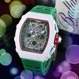 Famous Brand Luxury Men Watch Fashion Runway Quartz Imported Movement Clock Waterproof Hollowed Out Design Luminous Layer Rubbe Strap Sports Wristwatches