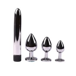 Stainless Steel Anal Butt Plug Vibrator Set Metal Anal Sex Toys for Men Gay2119