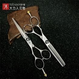 titan hair kit shears barber professional 5.5,6.0inch left handed set of scissors 220317